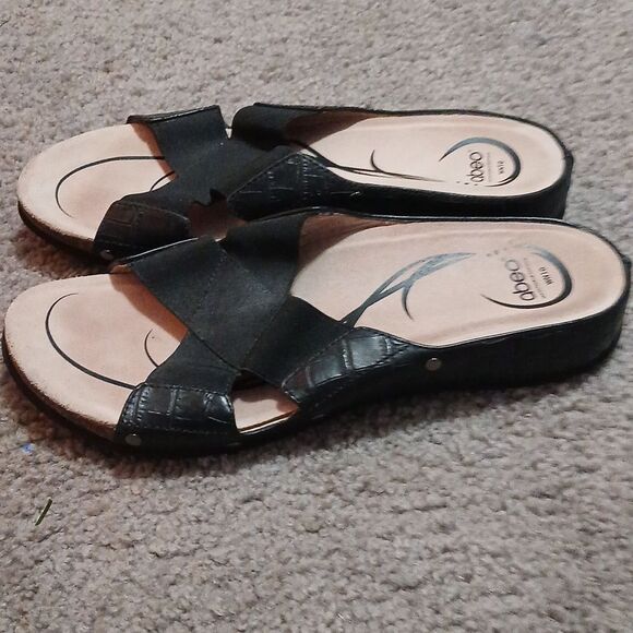 Abeo black slip on sandals Sz 10 - Picture 3 of 7